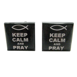 Black Keep Calm and Pray Cufflinks